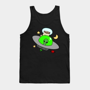 Space Pug Riding a UFO Tank Top